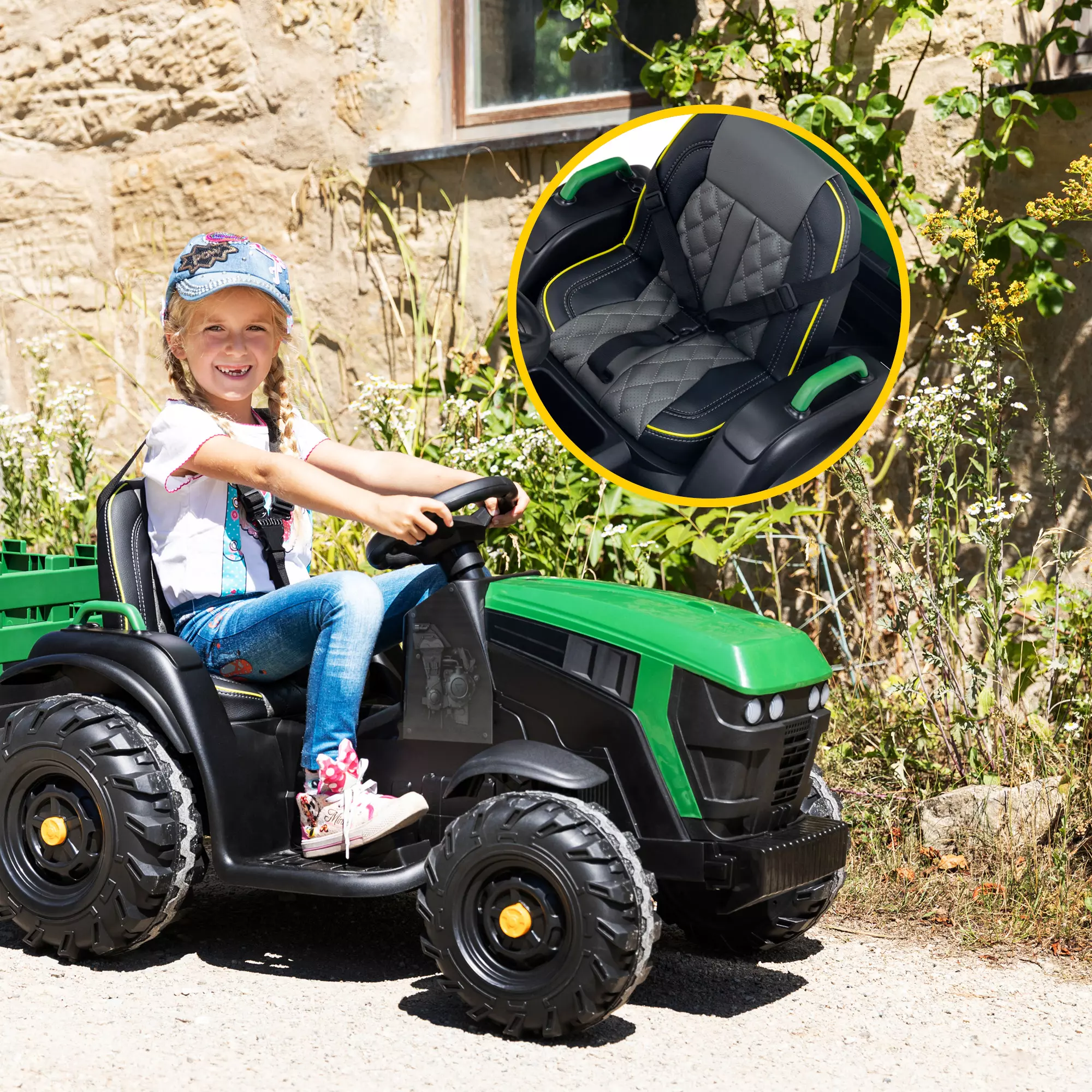 Elektro-Kindertraktor mit Anhänger: Trecker von Actionbikes