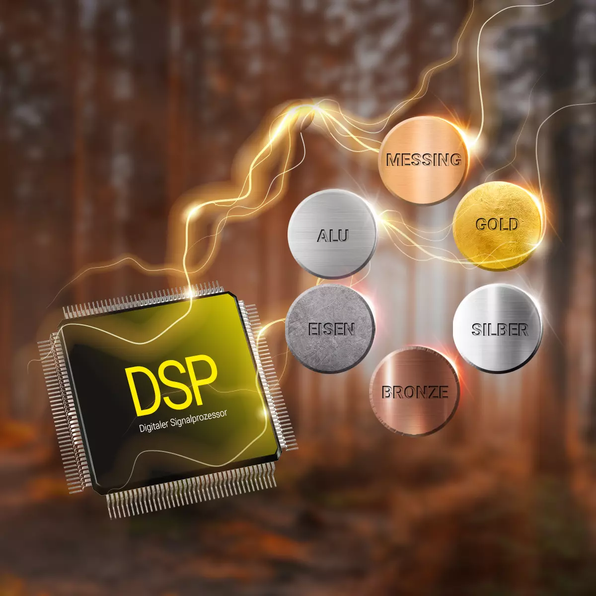 Dank integriertem DSP-Chip erkennt der Metalldetektor Metalle wie Gold, Silber und mehr