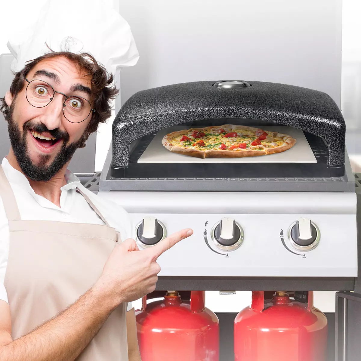 Heidenfeld Pizzaaufsatz Bologna für Gasgrill & Holzkohle