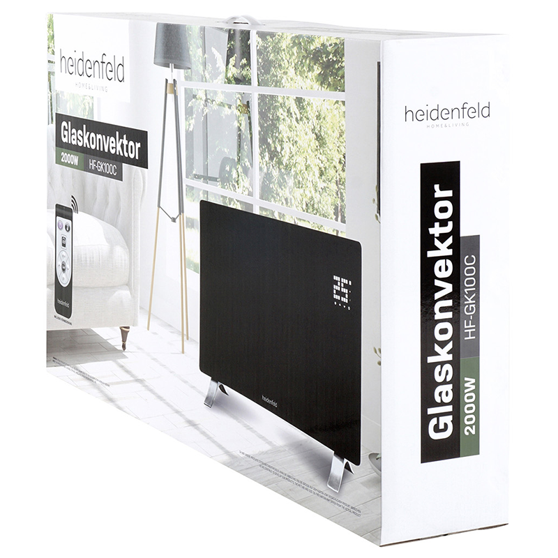 Heidenfeld Elektroheizkörper HF-GK100C, Curved Glaskonvektor / Konvektorheizung, 2000W Heidenfeld Elektroheizkörper HF-GK100C, Curved Glaskonvektor / Konvektorheizung, 2000W
