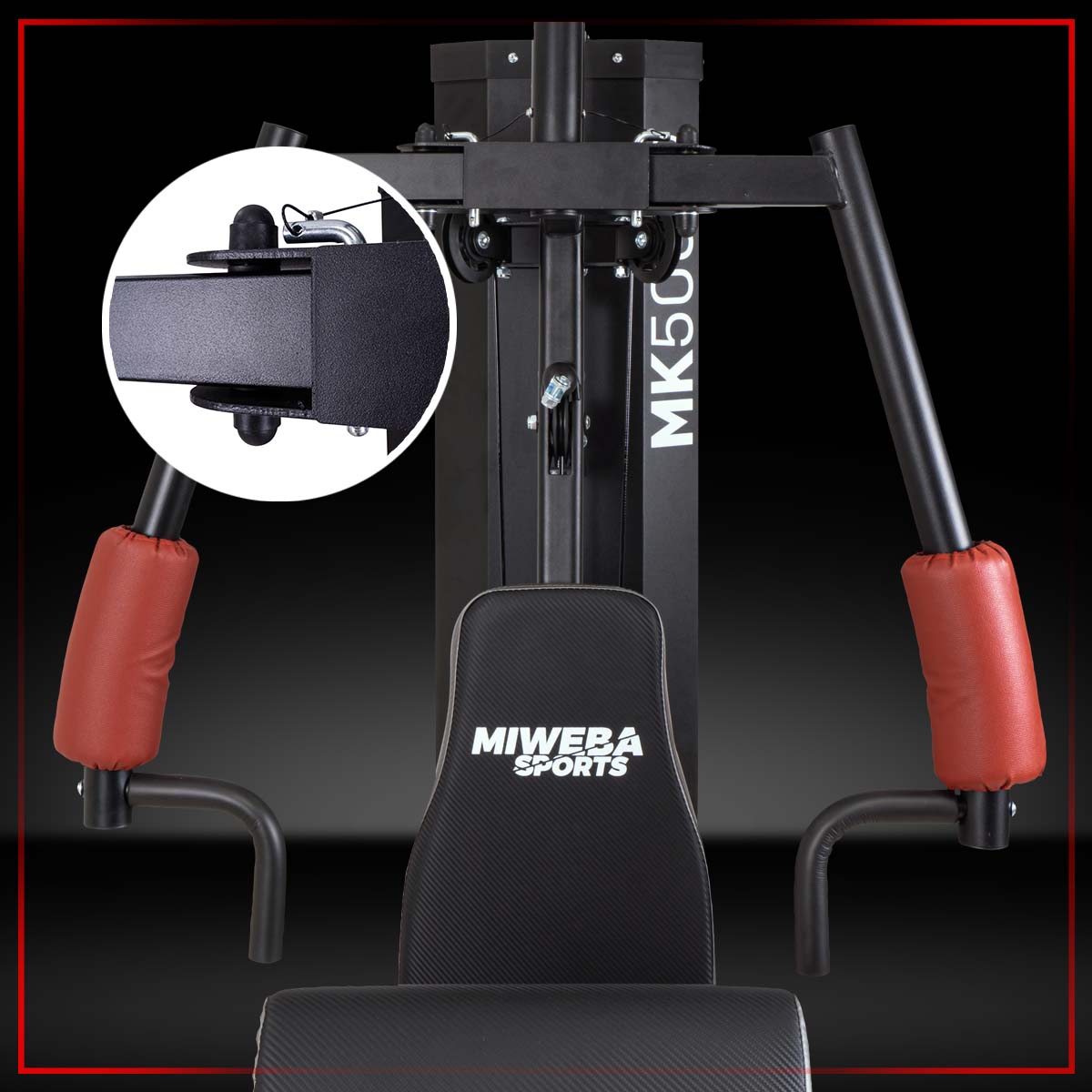 Butterfly und Brustpresse lassen sich an der Kraftstation einfach umstellen Miweba Sports 50in1-Kraftstation MK500 Pro
